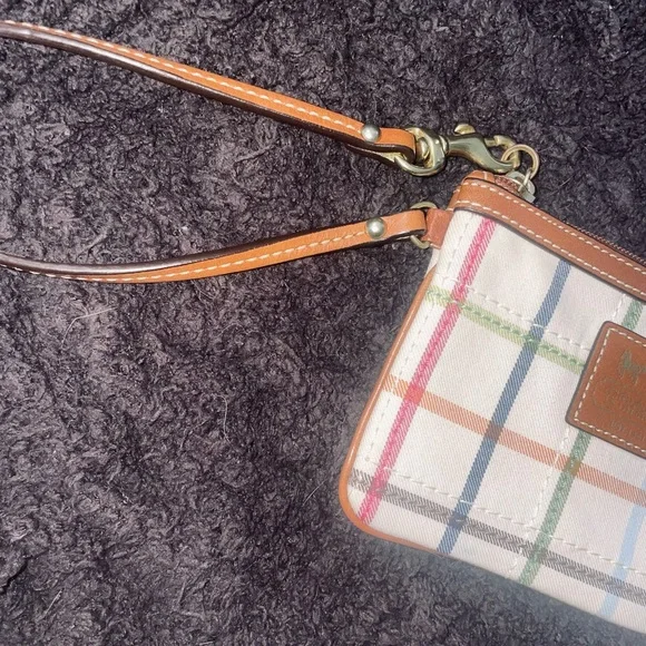 Coach Tattersall Canvas Wristlet in Multi-Color with Brown Leather Trim - Picture 4 of 8